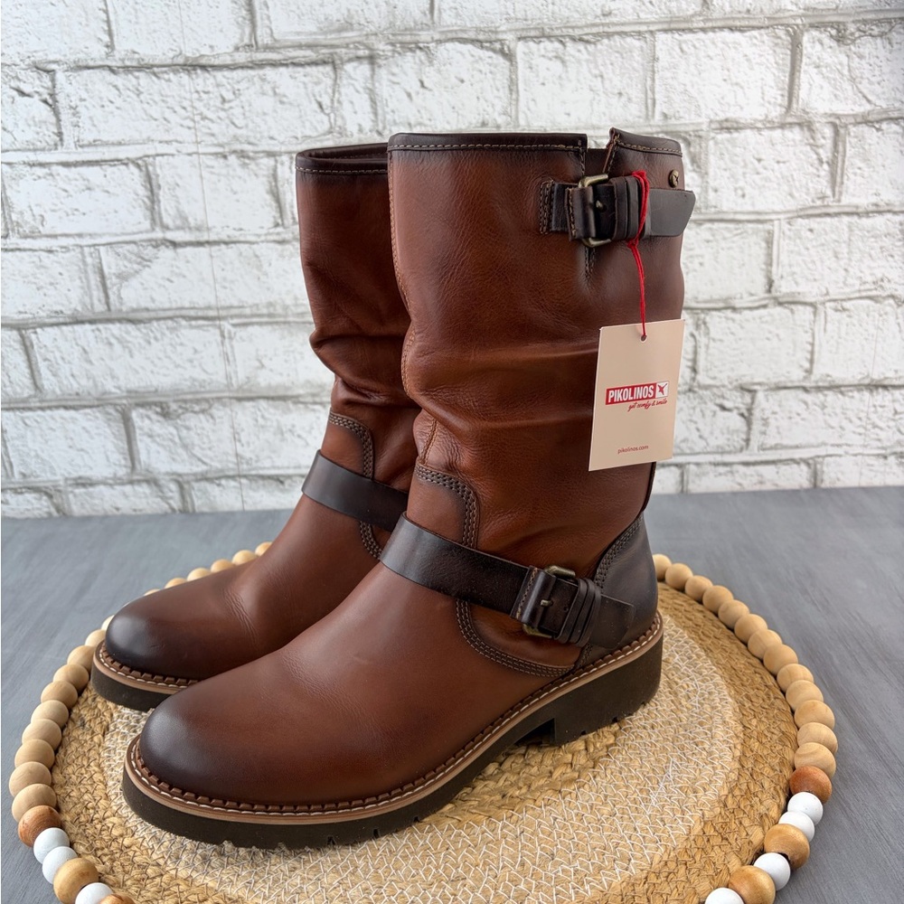 PIKOLINOS Brown leather boots. Euro size 41. Brand new.